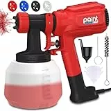 Farbsprühsystem, Ultra-Leichtes Farbsprühgerät mit 1500ml Farbbehälter, 700W HVLP Elektrische Farbsprühpistole mit 1,8m Kabel, 4 Düsen & 3 Muster für Möbel, Zäune, Schuppen, Innen- und Außenanwendung