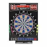 Kings Dart Elektronische Dartscheibe Profi Turnier JX-2000 | Turnierscheibe inkl. 24 Dartpfeilen | 41 Spiele, über 200 Spielvarianten | Laufschrift + Sound | extra dünner Spider