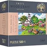 Trefl - Holzpuzzle, Sommerhafen - 500+1 Teile, Wood Craft, unregelmäßige Formen, 50 Reisende Figuren, modernes Premium Puzzle, zum Selbermachen, für Erwachsene und Kinder, holzpuzzle Erwachsene
