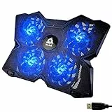 KLIM® Wind Laptop Kühler - Mehr als 500 000 verkaufte Einheiten - NEU - Leistungsstark - Schneller Kühlvorgang - 4 Lüfter PC Notebook PS4 Belüfteter Laptop Ständer - Blau