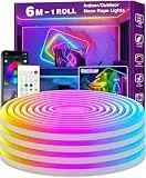 LETIANPAI 6m Neon LED Strip, Flexible LED Strips, Control with App/Remote, Multiple Modes, Waterproof, Music Sync Gaming Strip Lights for Bedroom Indoor, IP65 Outdoor RGB Neon Lights