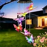 Geburtstagsgeschenk für Frauen,Schmetterling Solarlampen für Außen Garten Balkon Deko Wetterfest, Solar Windspiele für Draußen Hängend, Terassendeko Solarleuchten Geschenke für Frauen Mama Oma