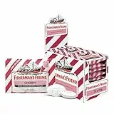 Fisherman's Friend Cherry, 24er Vorratsbox, Kirsche und Menthol Geschmack, zuckerfrei & vegan, Bonbons für frischen Atem, 24 x 25g