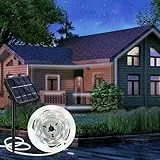 Aitesuo Solar LED Strip 5m, Kaltweiß 6000K Solarbetriebene LED Streifen Außen mit Fernbedienung, 320 LEDs, Dimmbar, 8 Modi, Schneidbar, IP65 Wasserdicht, Selbstklebend für Garten, Terrasse, Balkon