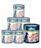 Dehner Premium Hundefutter Sensitive, Nassfutter zuckerfrei / getreidefrei, für ausgewachsene ernährugssensible Hunde, Huhn / Kartoffel, 6 x 800 g Dose (4.8 kg)