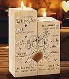 An Meine Schwester Kerzenständer, KAAYEE Herzförmiger Kerzenhalter Geburtstag Weihnachten Geschenke für Schwester, Beste Schwester Geburtstagsgeschenk für Große Kleine Schwestern (für Schwestern-2)