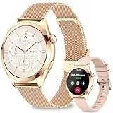 niolina Smartwatch Damen, 1,27' Rund Klein Smart Watch mit Telefonfunktion, Armbanduhr mit 120+Sportmodi, Fitnessuhr mit Menstruationszyklus Herzfrequenz, IP68 Fitness Tracker iOS Android (Roségold)
