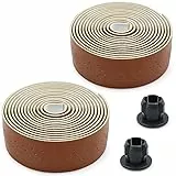 PU Leder Fahrrad Lenkerband, Bike Ribbon Lenkerband, Road Bike Lenkerbänder Griff Tape mit Endkappenfür Rennrad, rutschfest und Stoßdämpfend, Komfortables Klebestreifen Radfahren Wrap, 2pcs
