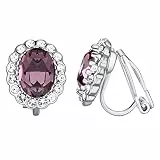 Vogem Lila Ohrringe Damen Ohne Ohrlöcher Lila Zirkonia Kristall Ohrclips Nickelfrei Hochzeit Party Modeschmuck