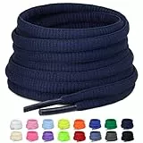 Puzeam 2 Paar halb runde Schnürsenkel, 6mm ovale Athletische Schnürsenkel für Sneaker, Laufschuhe, Sportschuhe - Schuhbänder 16 Farben - Marineblau 120