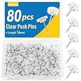 Caianwin 80 Stück Reiszwecken mit Kopf,Reißzwecken Transparente,16mm Pinnadeln Heftzwecken Weiß Reissnägel mit Aufbewahrungsbox für DIY,Wandkarten,Bulletin Board,Kork Boards