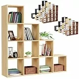 MIADOMODO® Treppenregal - Sonoma, 10 Fächer, 129,5x29x129,5 cm, für Wohnzimmer, Stabil, Offen, Freistehend, Indoor, aus MDF-Platte - Stufenregal, Raumteiler Regal, Bücherregal, Standregal