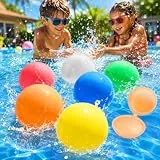 chimoo 6 Stück Wasserbomben,Wiederverwendbar Silikon Wasserbomben SelbstschließEnd mit Kugel Wasserballons Ohne Knoten Bunt Wasserbombe Set für Kinder Outdoor/Pool/Strand Wasserspielzeug