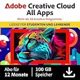 Adobe Creative Cloud All Apps|Student&Teacher|1 Jahr|PC/Mac|Digital Download