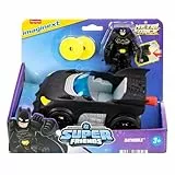 Fisher-Price Imaginext DC Super Friends Metal Force Batmobil Spielzeugauto, ca. 7,6 cm große Batman-Actionfigur und Zubehör im Set, enthält Starter und 2 Scheiben, JFJ68