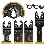 Multitool Sägeblätter Titan 5 Stück, Aicoya Zubehör für Oszillierwerkzeuge geeignet für Holz, Kunststoff und Metall