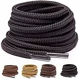 Miscly 3 Paar - Schnürsenkel Rund, Extrem Reißfest für Arbeitsschuhe, Stiefel und Wanderstiefel Ø 5 mm (137 cm, Schwarz)