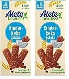 Alete bewusst Kinderkeks Schoko, ab dem 8. Monat, Butterkeks aus Weizen für Kinder, handlich verpackte Kekse als kleiner Snack, perfekt für unterwegs & zwischendurch, 1 x 180 g (Packung mit 2)