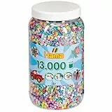 Hama Perlen 211-50 Bügelperlen-Dose mit ca. 13.000 Midi Bastelperlen mit Durchmesser 5 mm im Pastell-Mix, kreativer Bastelspaß für Kinder und Jugendliche, Klein, Pastellfarben