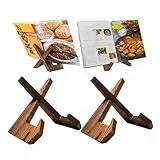 Keboyoe 2 Stück Kochbuchhalter Buchständer aus Holz Buchhalter Leseständer Rezepthalter für Küche Kochbuchständer Buch Halterung Zum Lesen Hölzerne Buchaufsteller für die Auslage