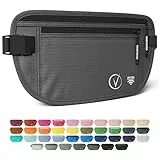 Vantamo Bauchtasche Damen Ultraflach mit RFID-Schutz, Geldgürtel für Reisen mit 2 Fächer und Verstellbarem Gurt, Hüfttasche Herren für Laufen und Wandern Passt für Reisepass, Bargeld und Telefon