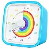 Yunbaoit Visueller Timer mit Schutzhülle, Regenbogen-Scheibe 60-Minuten-Countdown-Timer für Kinder und Erwachsene, leises Time Management-Werkzeug(Blau Regenbogen)