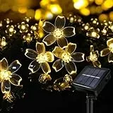 BG9D Lichterkette Außen Solar, 11M solar lichterkette außen Blume 60 LED Wasserdicht 8 Modes mit Speicherfunktion LED Blühen Blumefür Garten Terrasse Balkon Party Hochzeit Patio Dekoration