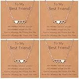 CheersLife 4 Stück Freundschaftsketten Beste Freundin BFF Langstrecken Passende Herzkette Schmuck Geschenk Für Frauen Mädchen Jungen Töchter Schwestern Geburtstag