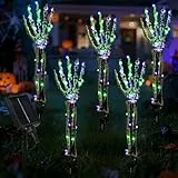 LustLocke Halloween Solar Leuchtende Skelett Hand Gartenstecker 5 Stück Set, Halloween Skelett Deko Garten, 8 Beleuchtungsmodi, 150 LED, IP65-Wasserdicht für Außen, Innenhöfe, Wege & Rasenflächen
