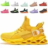 Turnschuhe Herren Damen Sportschuhe Laufschuhe Atmungsaktiv Leichtewichts rutschfeste Gym Fitness Schuhe Fashion Luftpolster SneakerG133 Yellow 44