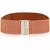 Cobee Damen elastischer breiter Gürtel, Taillengürtel mit flacher Schnalle Verstellbarer Vintage Elegant Schwarz Breit Cinch für Kleider