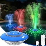 Schwimmender Poolbrunnen mit Lichtern Show, 9 Pool-Lichtmodi und 3 Springbrunnenmodi mit Fernbedienung für den oberirdischen Pool, verbesserte wiederaufladbare Poolbrunnen mit Anker-1 PC