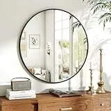 Koonmi 80cm Spiegel Rund Schwarz Runder Spiegel Wandspiegel mit Rahmen aus Aluminiumlegierung für Badezimmer, Waschtisch, Wohnzimmer, Schlafzimmer, Eingang Wanddekoration