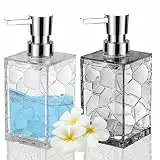 HIYAA Seifenspender, 340 ml, Flüssiglotion-Handspender mit Pumpe, wiederverwendbar, für Badezimmer, Arbeitsplatte, Küche, Waschküche, 1 grau, 1 transparent, 1 GC-Acryl, 2 Stück