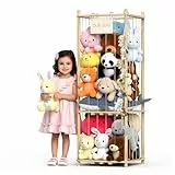 JINDUN Kuscheltier Aufbewahrung Aus Holz, 135cm Höhe Aufbewahrung Kuscheltiere, mit Stofftier AufbewahrungHängend, für Kinderzimmer/Wohnzimmer