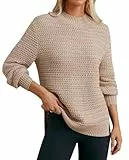 GRACE KARIN Damen Pullover Herbst Strickpullover Langarm Stehkragen Sweatshirt Oberteile Winter Khaki Sweater M