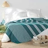 Douceur d'Intérieur, Tagesdecke (240 x 260 cm), Adele, blau, Baumwolle & Polyester, gewebt