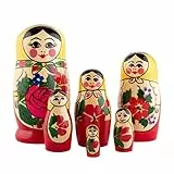 Heka Naturals Romashka Matroschka-Puppen | Matroschka-Puppenset aus natürlichem Holz, traditionelle Babuschka Heimdekoration, Stapelspielzeug aus Holz, handgefertigte Spielzeuge, niedliches Geschenk