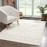 carpet city Teppich Wohnzimmer Hochflor Creme - 80x150 cm - Rauten Hochtief-Muster, 3D-Effekt - Bettvorleger Schlafzimmer Teppiche Boho, Skandi