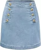 Belle Poque Damen Denim Minirock Casual Hochtaillierter Knopfleiste vorne Gerader Schnitt Jeansrock