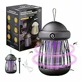 Insektenvernichter Elektrisch,Mückenfalle mit UV-Licht und LED-Beleuchtung,Mückenlampe Wiederaufladbar,Tragbare Insektenvernichter Mückenschutz,Mücken Killer für Innen-Außenbereich(Schwarz)
