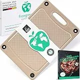 freegreen® Premium Schneidebrett aus Reishülsen - 100% biologisch abbaubar und kompostierbar - Inklusive 'Das Clean Eating Kochbuch' - Nachhaltige Geschenke - Plastikfrei [2er Set - 37x27]
