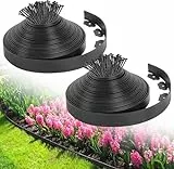 Flexible Rasenkante Kunststoff 20m lang 5cm hoch - Rasenkante mit 100 Befestigungsnägeln, schwarz - Vielseitige Beetkanten Garten und Rasen- und Beetbegrenzung aus robustem PE-Material