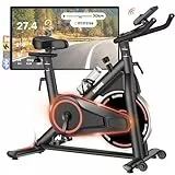 Heimtrainer Fahrrad mit App, Leises Hometrainer mit Verbessertem LCD-Monitor, Ergometer Spinning Bike Indoor mit Verstellbarem Widerstand, Fitnessbike bis 160KG für Kardio-Training zu Hause