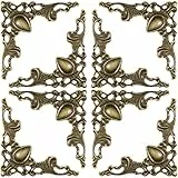 VORCOOL 24 Stück Antike Kantenabdeckung Kantenschutz Metall Eckenschutz Eisen Kasten Buch Album Vintage Ecken Dekoration (Bronze)