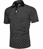 GLESTORE Herren Golf Poloshirt Kurzarm Hemd Polo Männer T-Shirt Sport Polohemd Regular Fit Schwarz XL