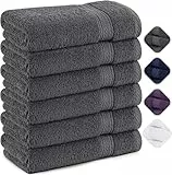 Utopia Towels - 6er Pack Frottee handtücher 50x100 cm mit Aufhängeschlaufe, mittelgroße Handtücher 100% Baumwolle weich und saugfähig Handtücher Set (Grau)