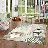 Pergamon Kinder Teppich Weich Kinderzimmer Softstar Kids Safari Friends Mintgrün in 5 Größen