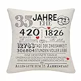 Bommex 35 Jahre Ehe Geschenk 35th Wedding Anniversary Kissen Abdeckung Keepsake Dekoration Geschenk für Paare Eltern Frauen Männer Mama Papa Ehemann Frau Oma Opa Tante Onkel Freunde (35. Jahrestag)