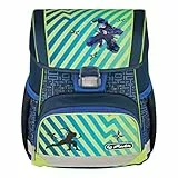 Herlitz Loop Funky Ninja Schulranzen, Rucksack für Kinder, Schulrucksack 17L, Kinderrucksack, Leicht Schultasche für Jungen, Reflexmaterial, Schnallenverschluss, Ergonomische Form, Grün Blau